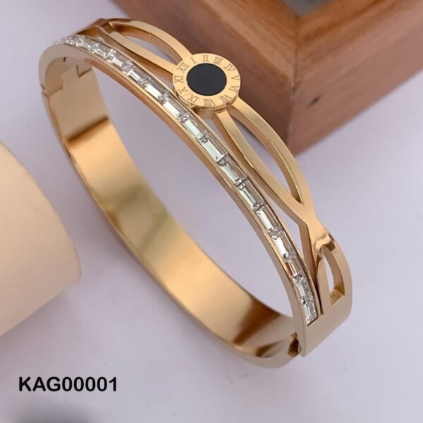 Stainless Steel Cubic Zirconia Gold-Plated Bracelet