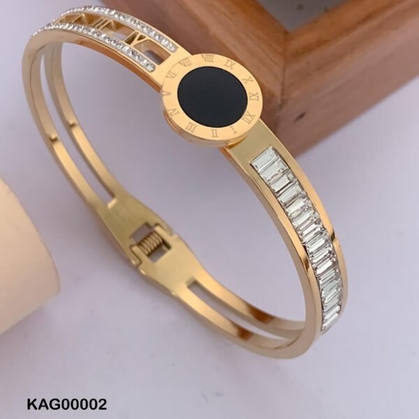 Stainless Steel Cubic Zirconia Gold-Plated Bracelet