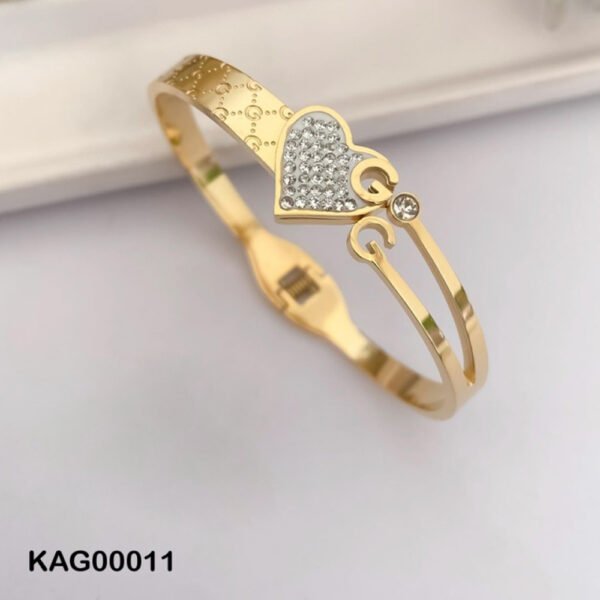 Stainless Steel Cubic Zirconia Gold-Plated Bracelet