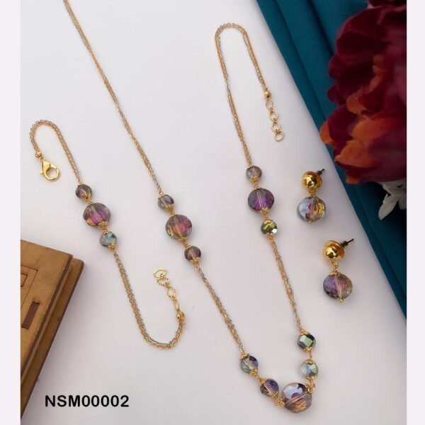 Fancy High Gold Summer Necklace, Earring With Bracelate Set