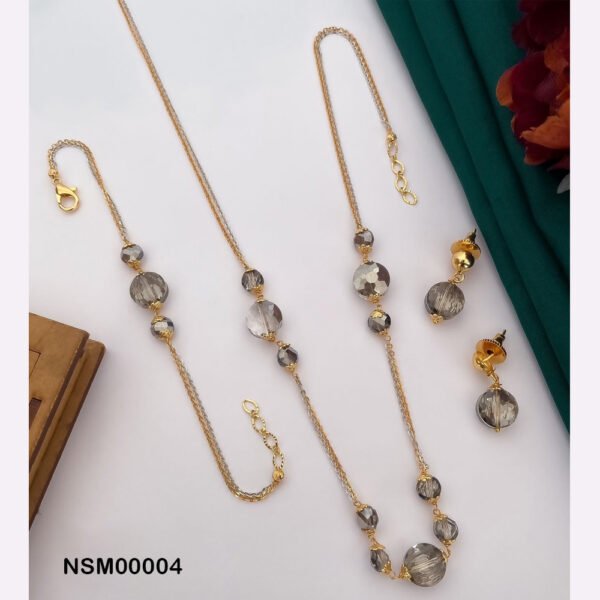 Gold And Silver Chain Stone Pearl Neacklace , Earring With Bracelate