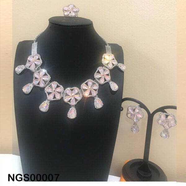 Glass Stone Jewellery Combo Set(Combo of Necklace, Earring & Finger Ring).